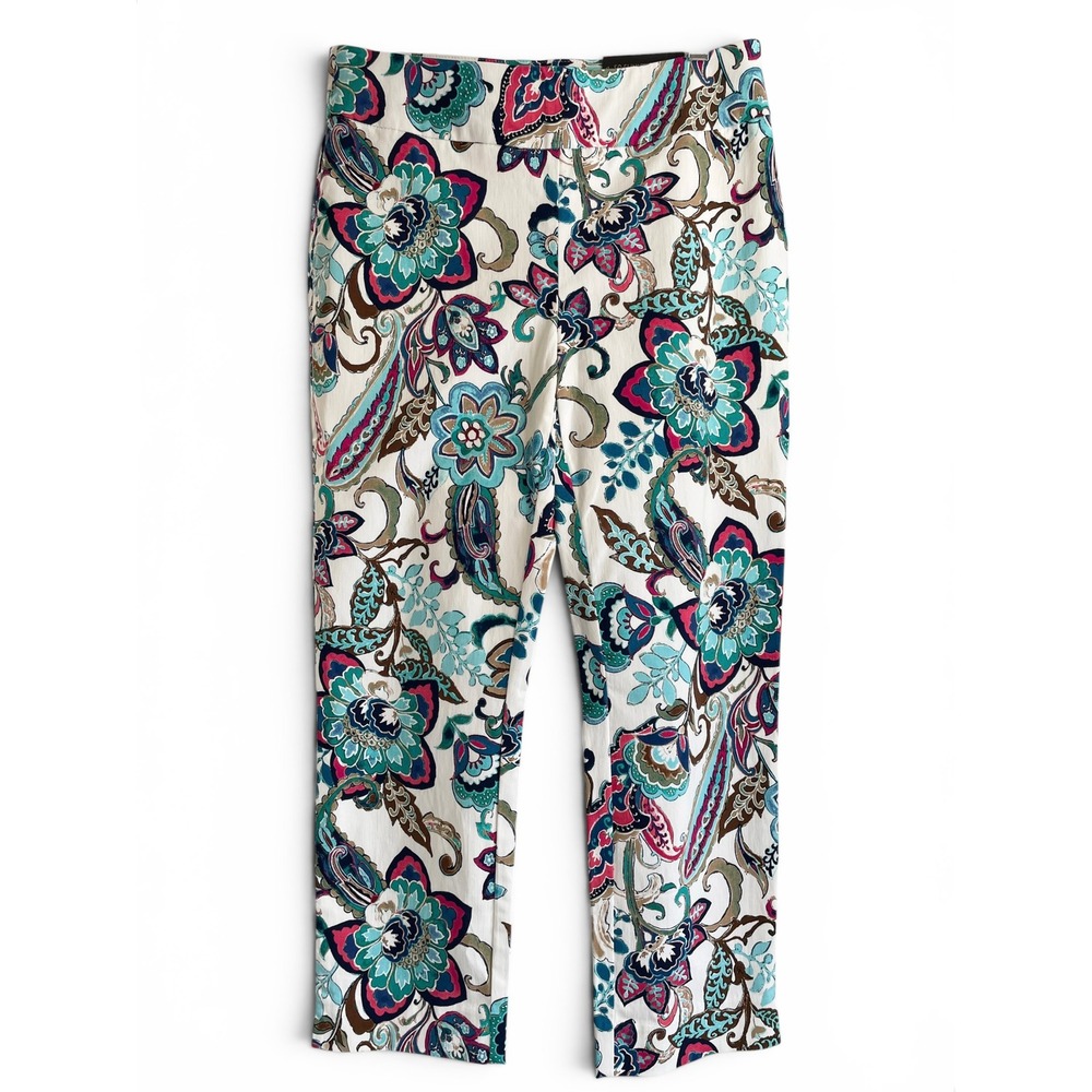 Chico's Brigitte So Slimming Wanderlust Floral Crop Pants Size 0 US 4 NWT